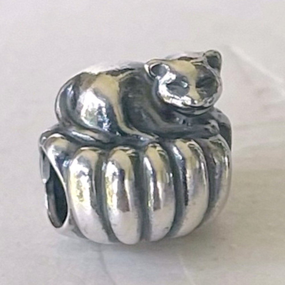 Authentic Pndora Cozy Cat 790595 Sterling Silver Charm